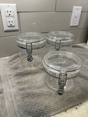 Clear Airtight plastic Canisters with Silver Hardware (Set of 3)